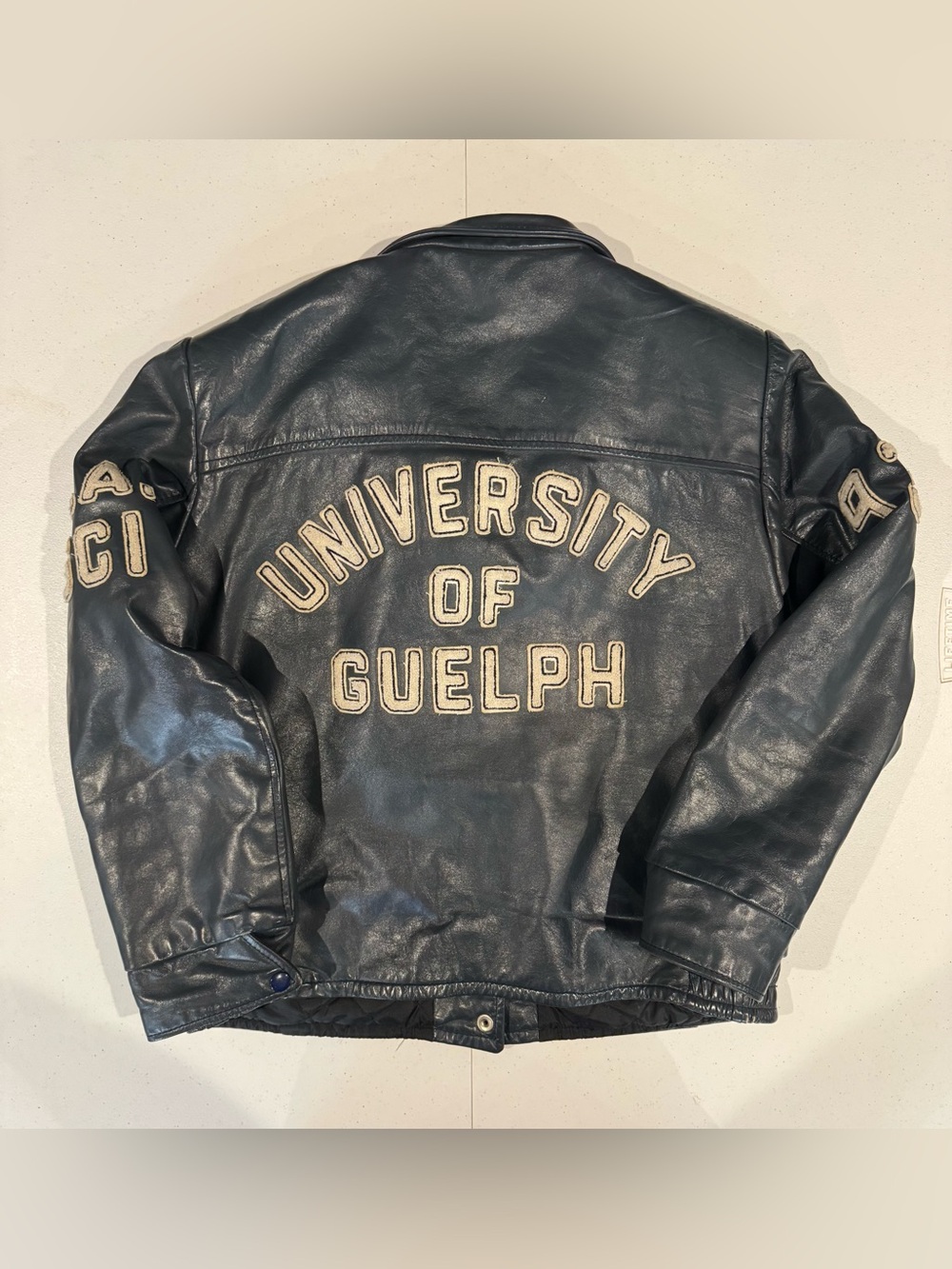 Vintage 1993 University of Guelph Leather Jacket B.A. SCI